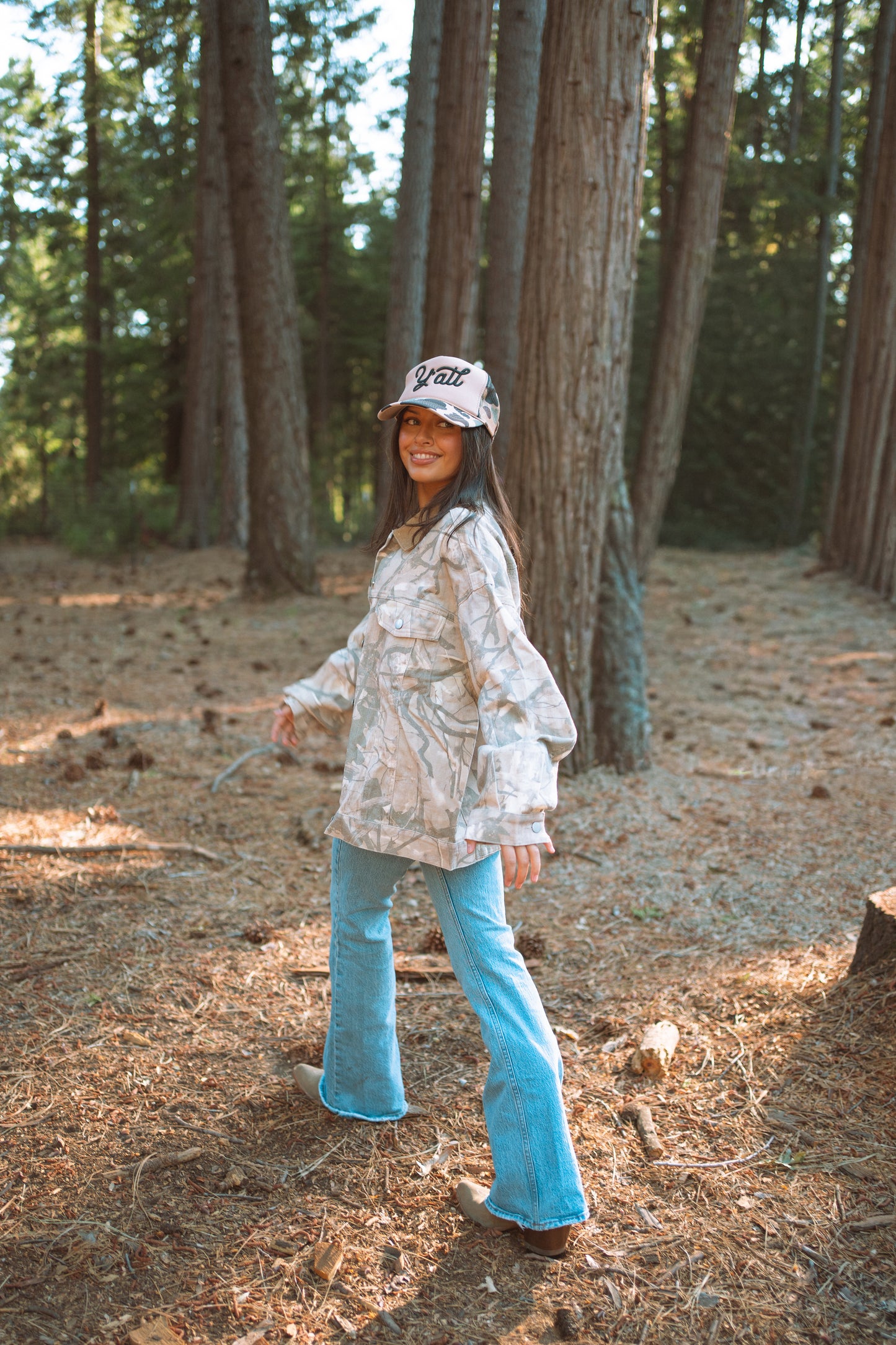 Woodland Camo Oversized Trucker Jacket