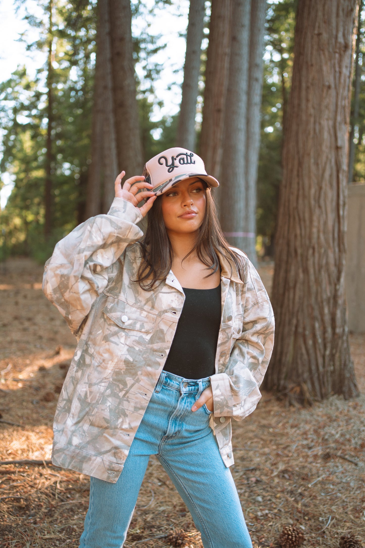 Woodland Camo Oversized Trucker Jacket