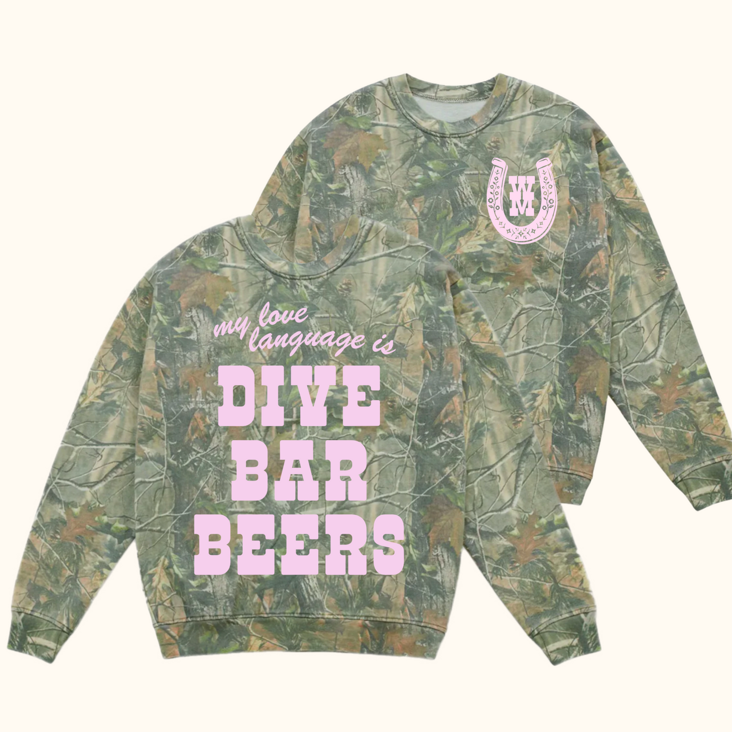 Dive Bar Beers Camo Crewneck