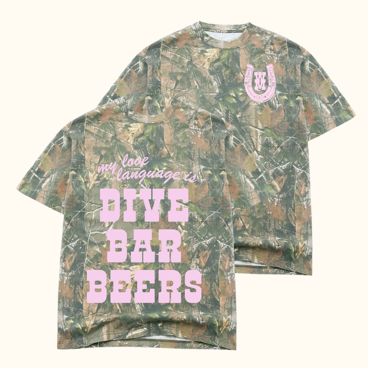 Dive Bar Beers Vintage Wash Camo Tee