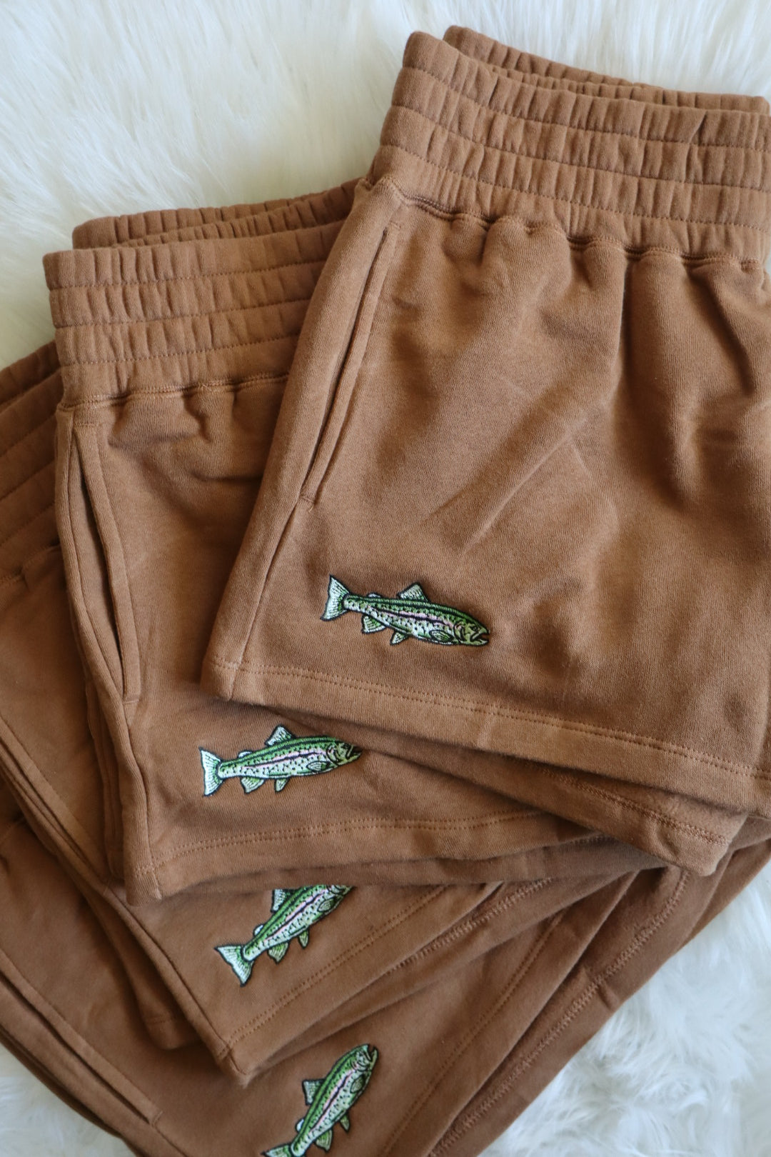 Rainbow Trout Embroidered Shorts