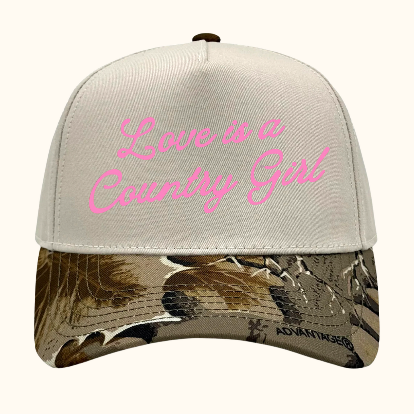 Love Is A Country Girl Puff Embroidered Trucker Hat