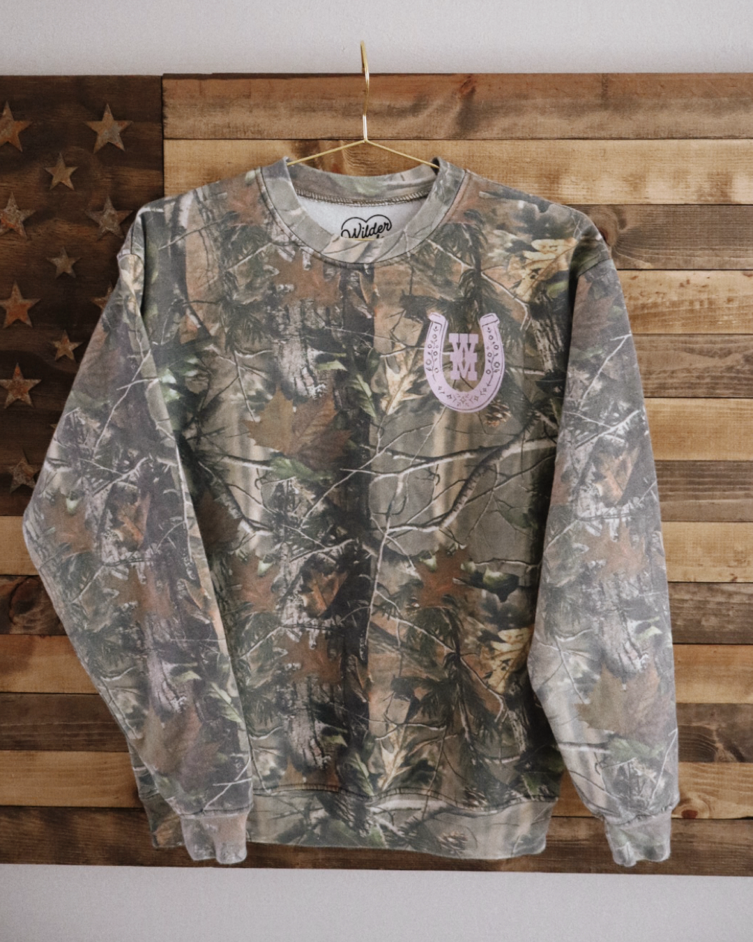 90's Country Kinda Heart Camo Crewneck