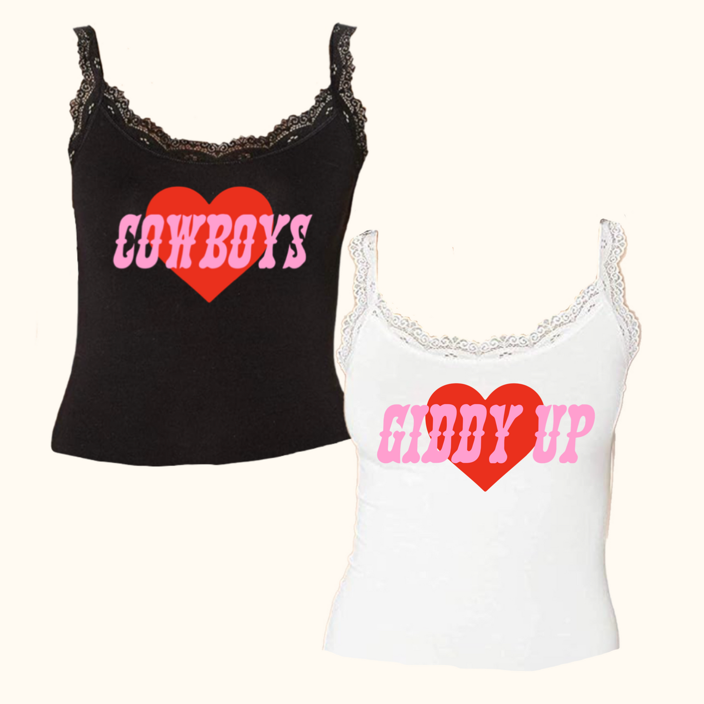 Western Love Lace Trim Tank (Customizable!)
