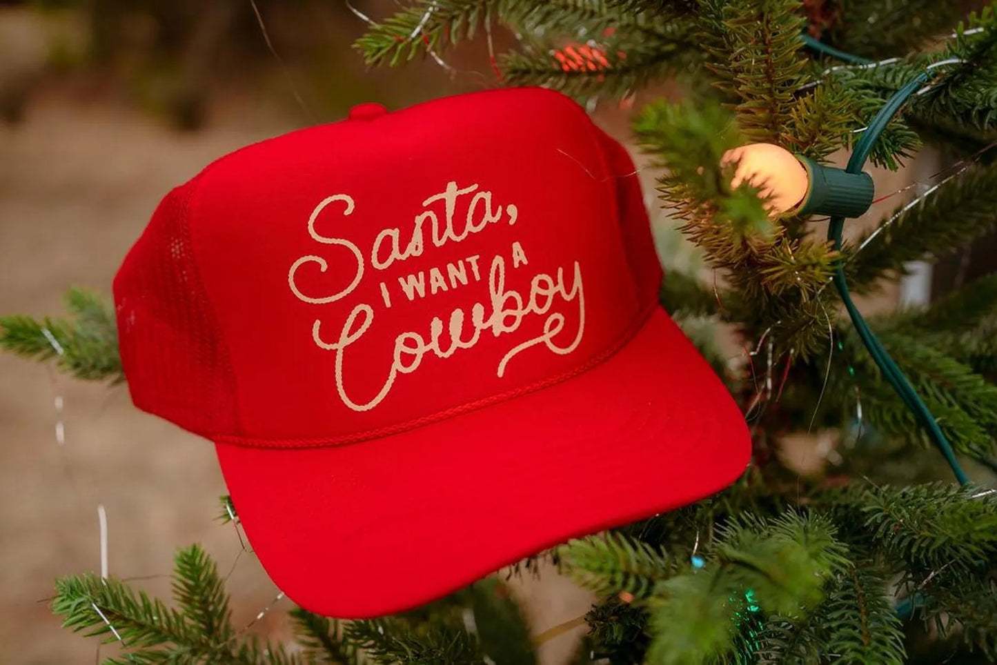 Santa, I Want A Cowboy Christmas Trucker Hat