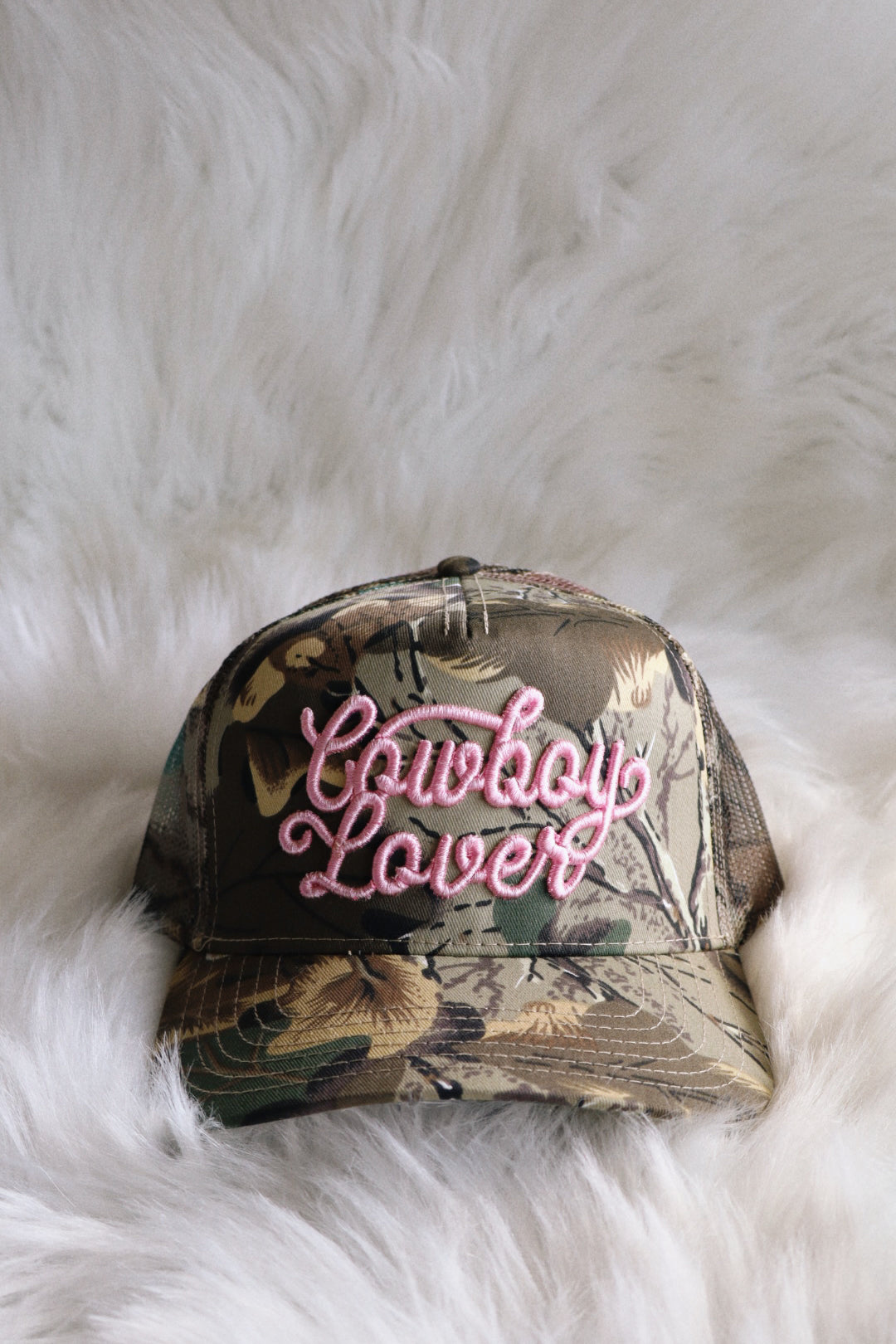 Cowboy Lover Puff Embroidered Trucker Hat