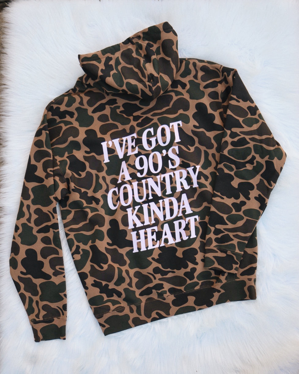 90's Country Kinda Heart Duck Camo Hoodie