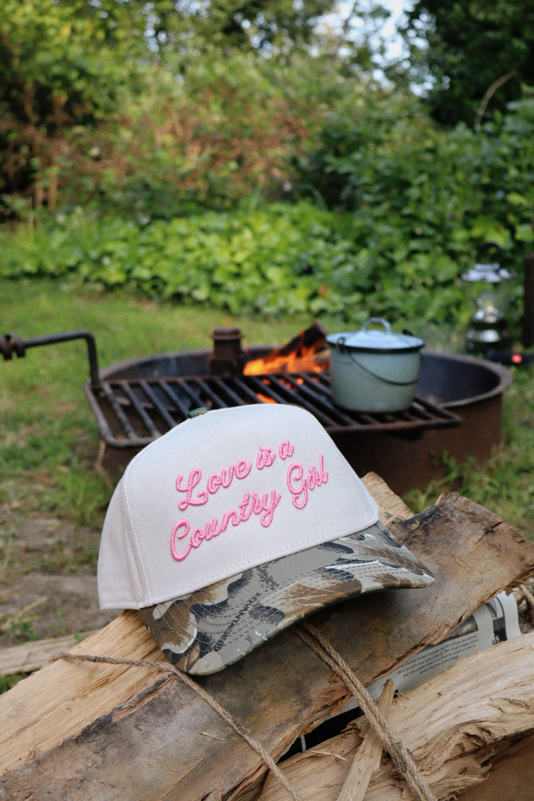 Love Is A Country Girl Puff Embroidered Trucker Hat