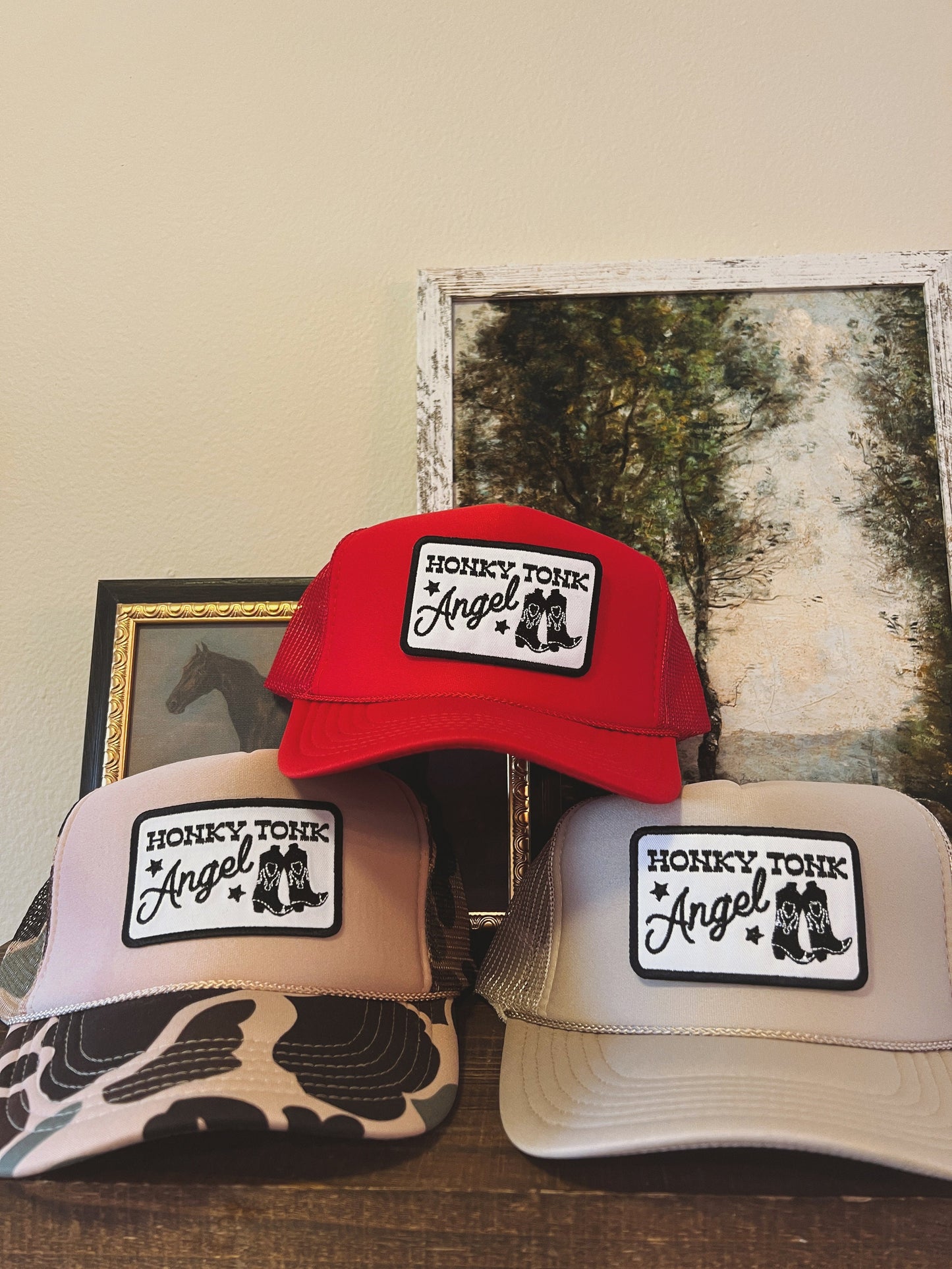 Honky Tonk Angel Patch Trucker Hat
