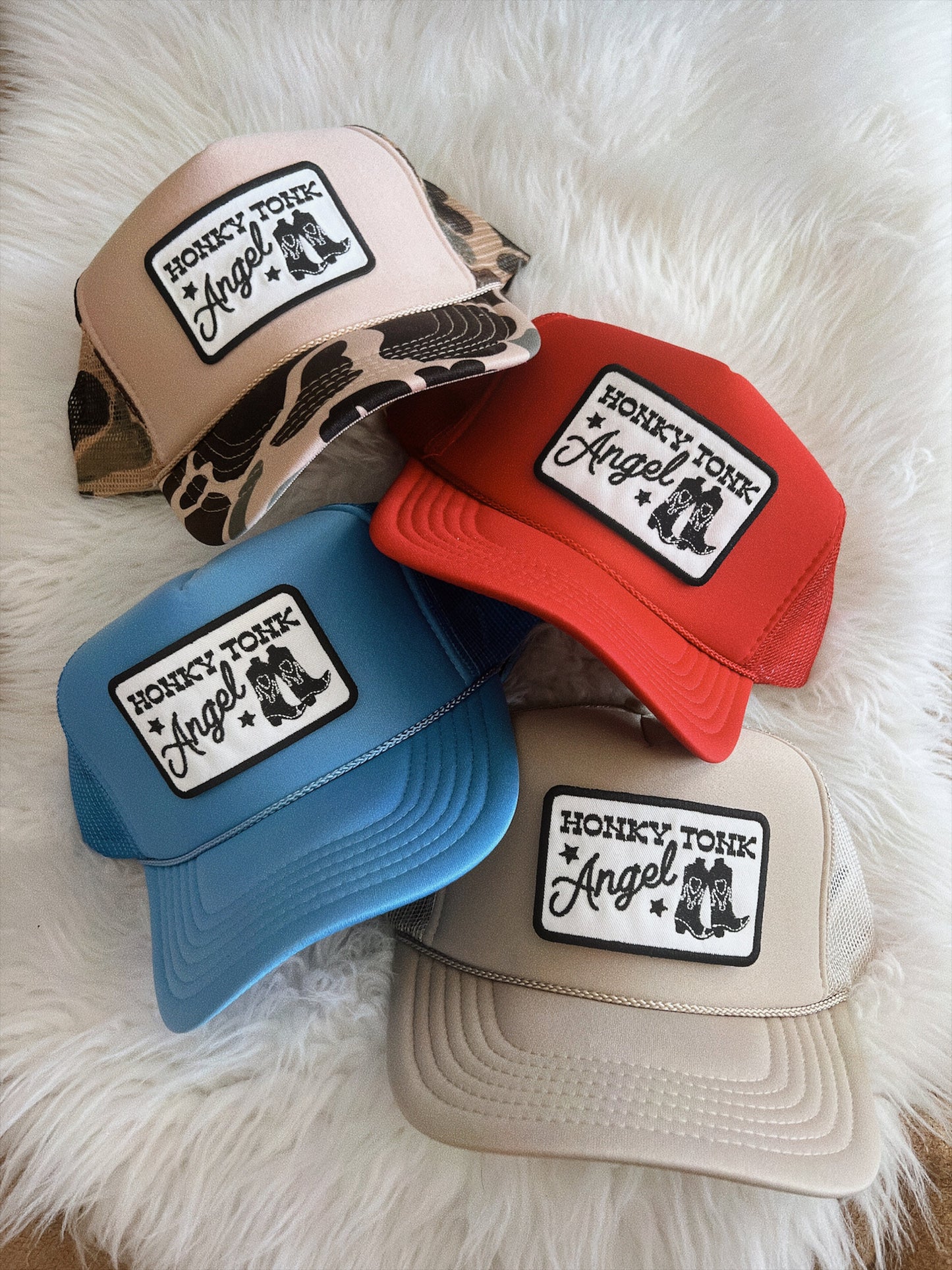 Honky Tonk Angel Patch Trucker Hat