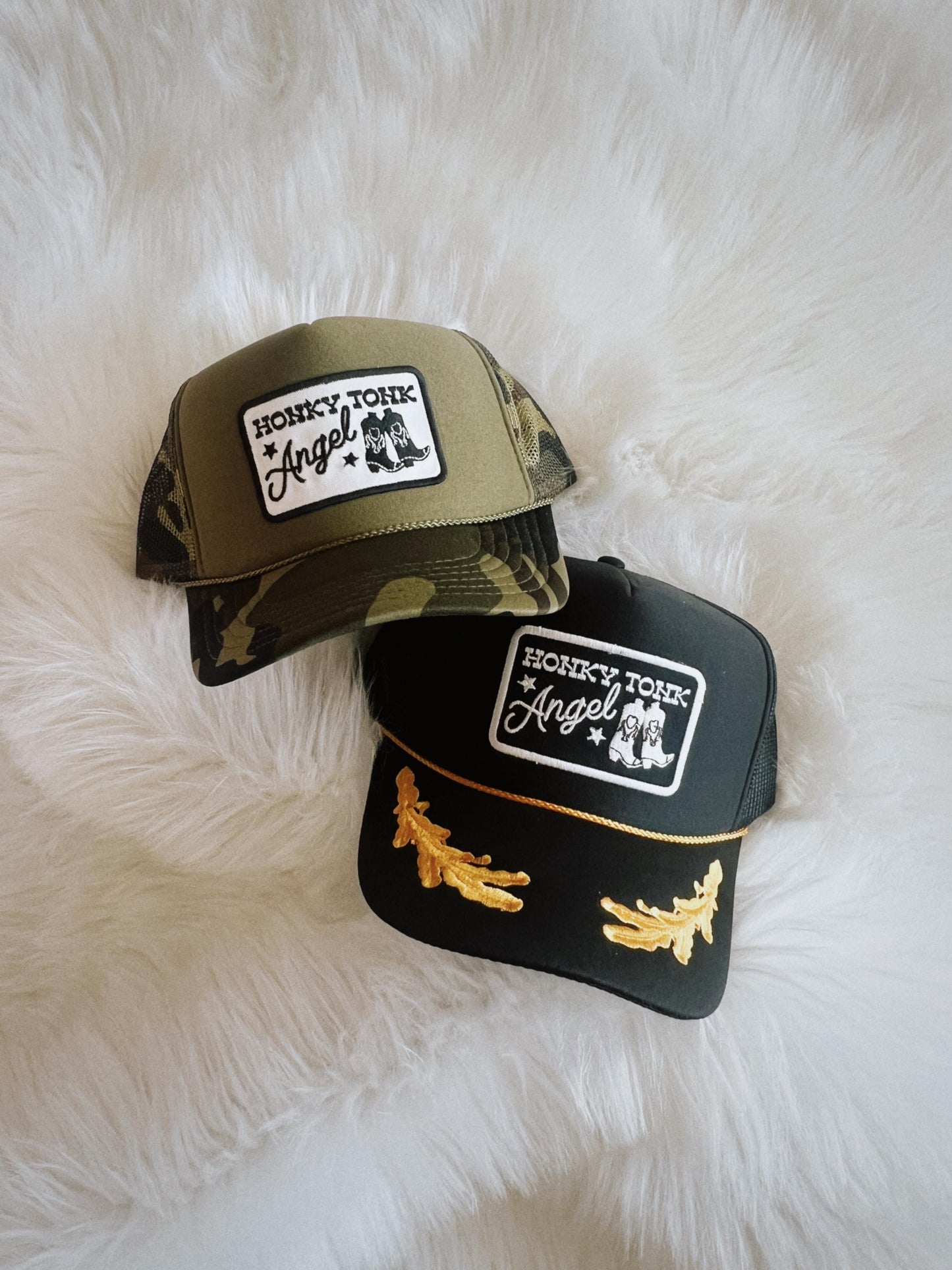 Honky Tonk Angel Patch Trucker Hat