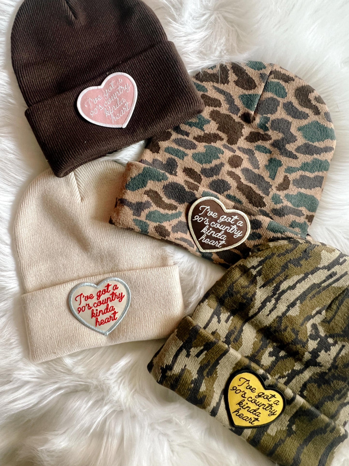 90's Country Kinda Heart Patch Beanie