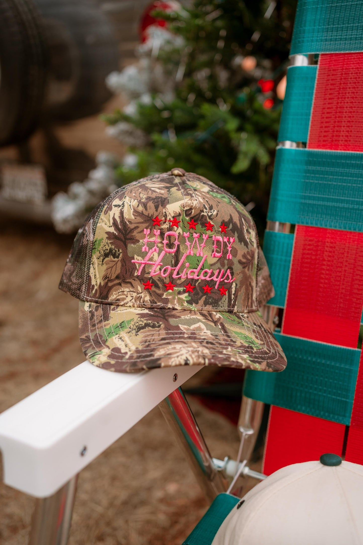 Howdy Holidays Embroidered Canvas Trucker Hat