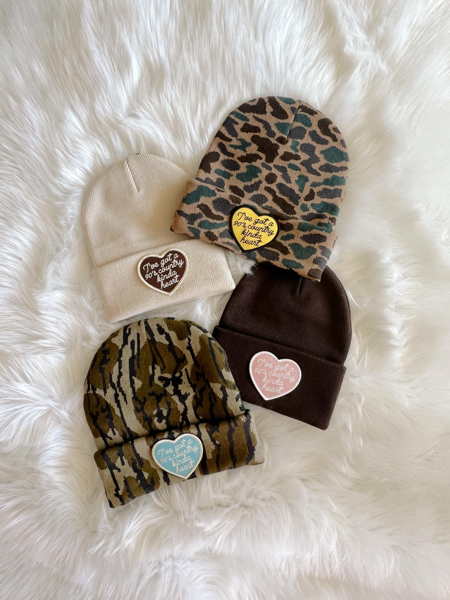 90's Country Kinda Heart Patch Beanie