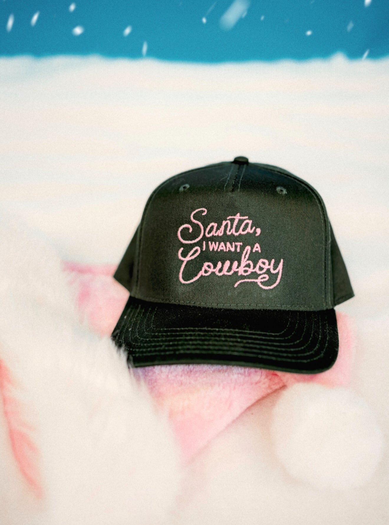 Santa, I Want A Cowboy Embroidered Hat