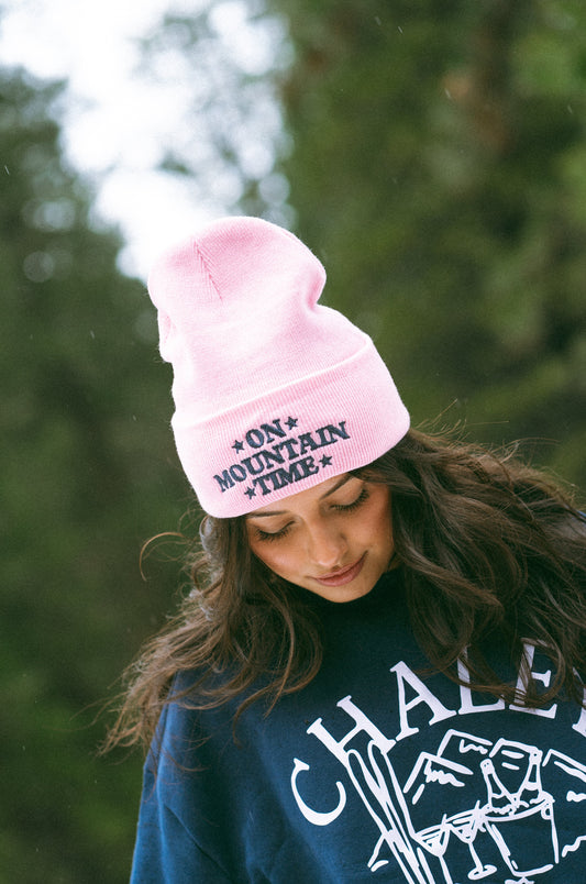 On Mountain Time Embroidered Beanie