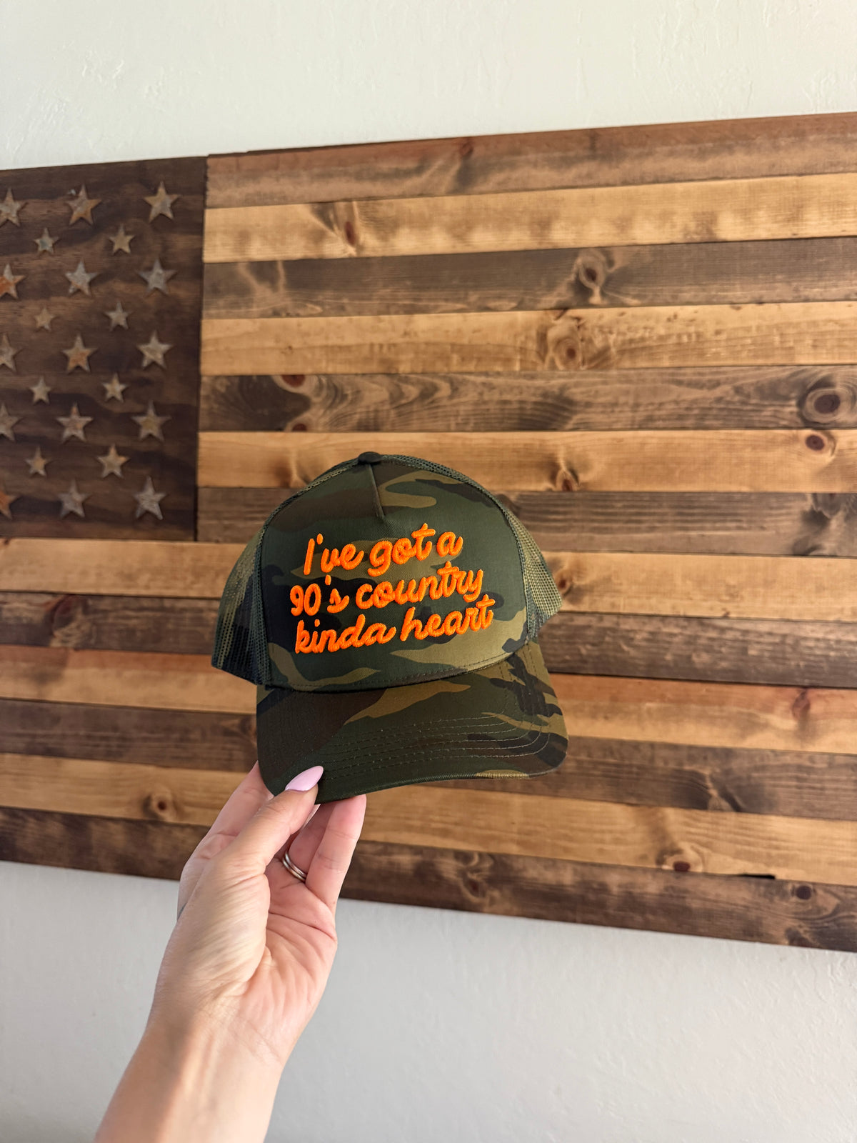 90's Country Kinda Heart Puff Embroidered Hat