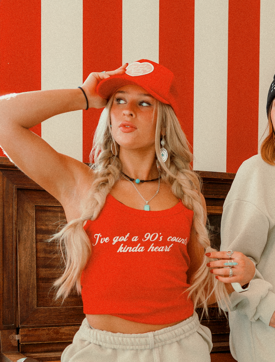 90’s Country Kinda Heart Micro Ribbed Scoop Tank