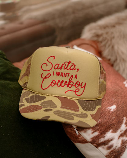 Santa, I Want A Cowboy Christmas Trucker Hat
