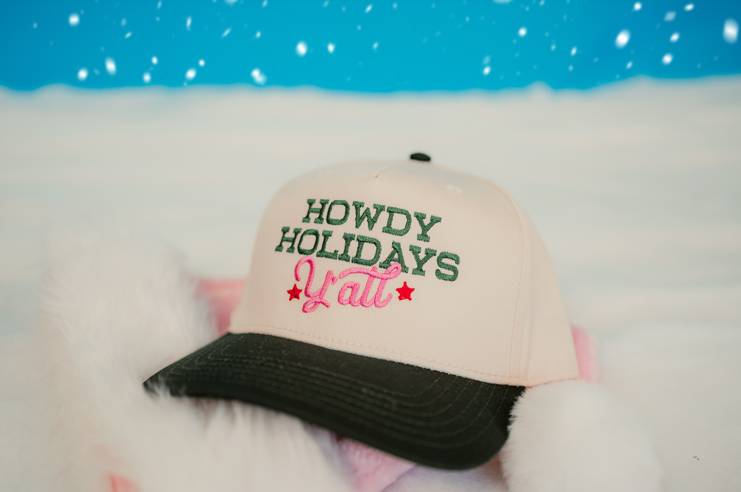 Howdy Holidays Y'all Embroidered Hat