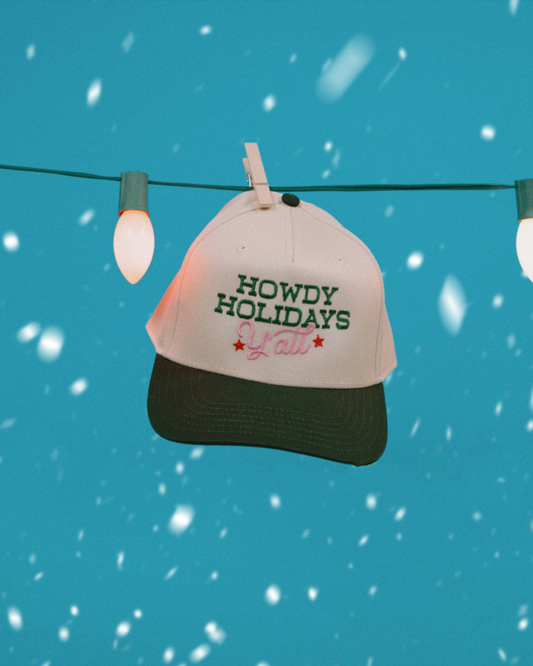 Howdy Holidays Y'all Embroidered Hat