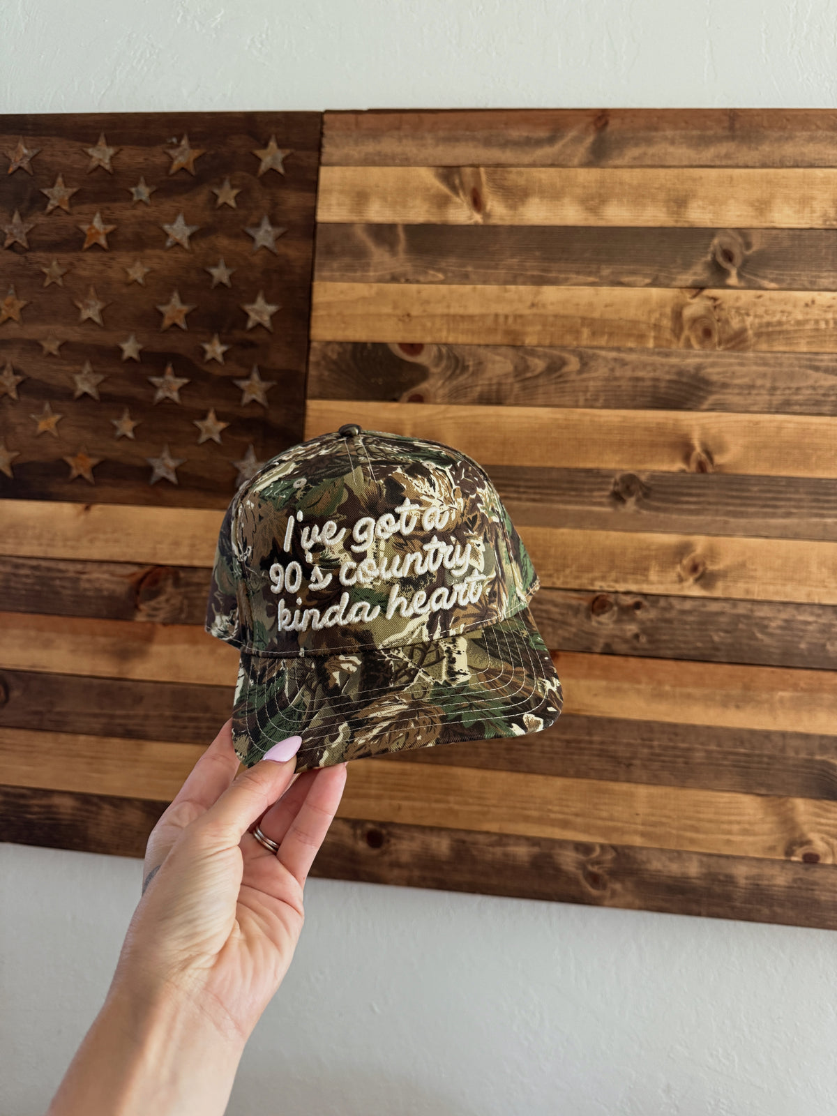 90's Country Kinda Heart Puff Embroidered Hat