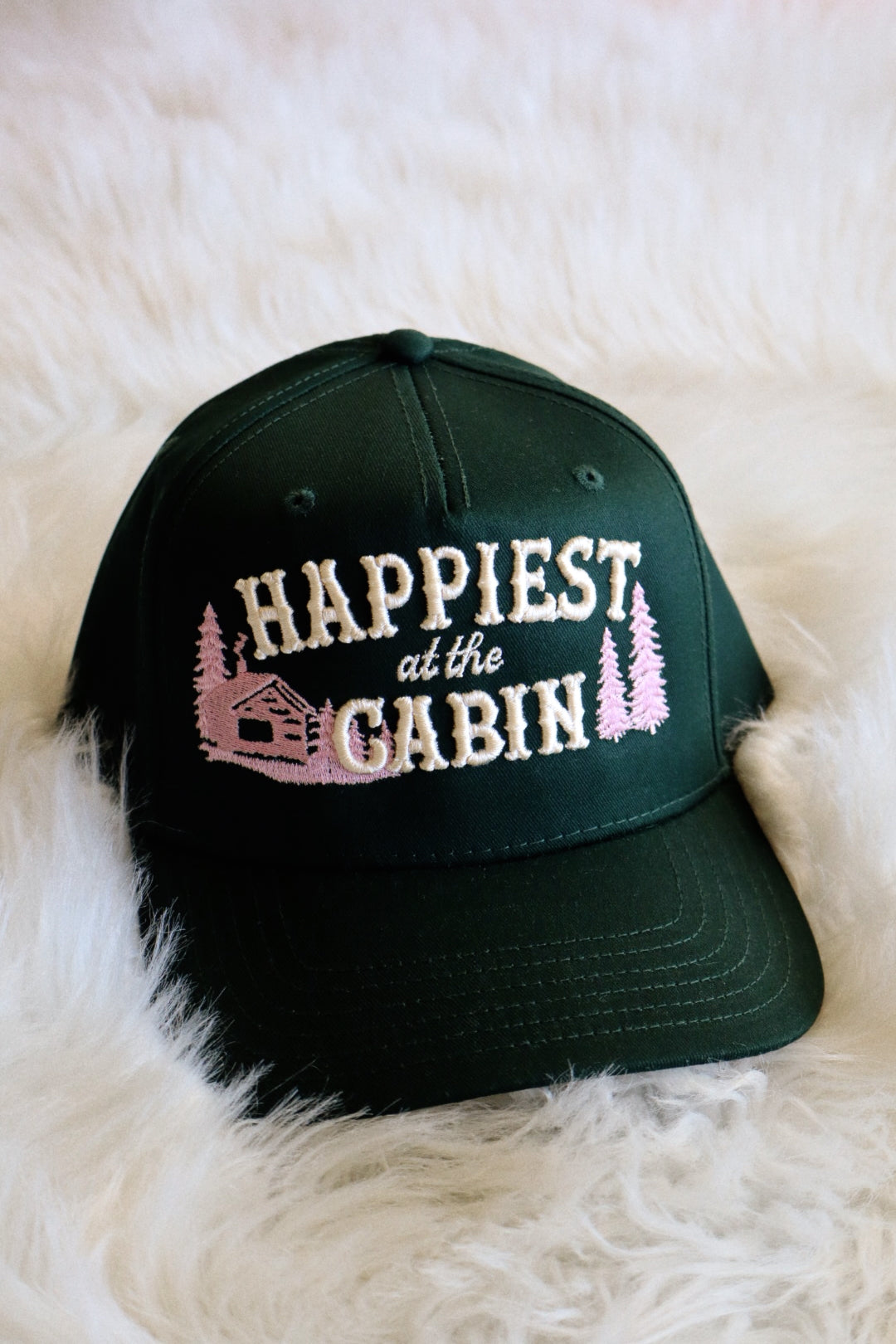Happiest at the Cabin Embroidered Hat