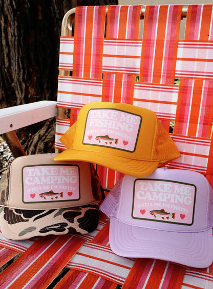 Take Me Camping/Fishing Printed Trucker Hat