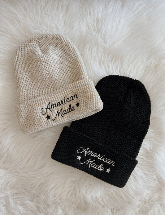American Made Embroidered Waffle Beanie