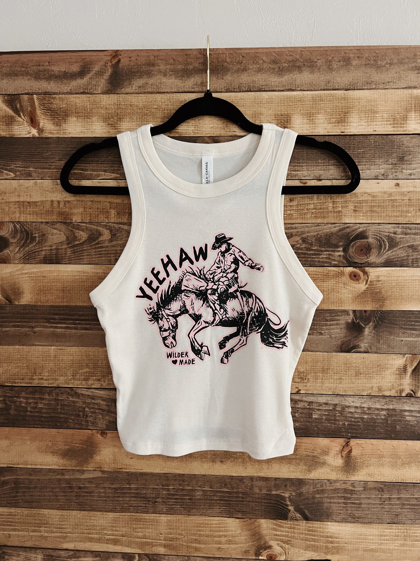 Yeehaw Buckin’ Cowboy Micro Ribbed Racerback Tank