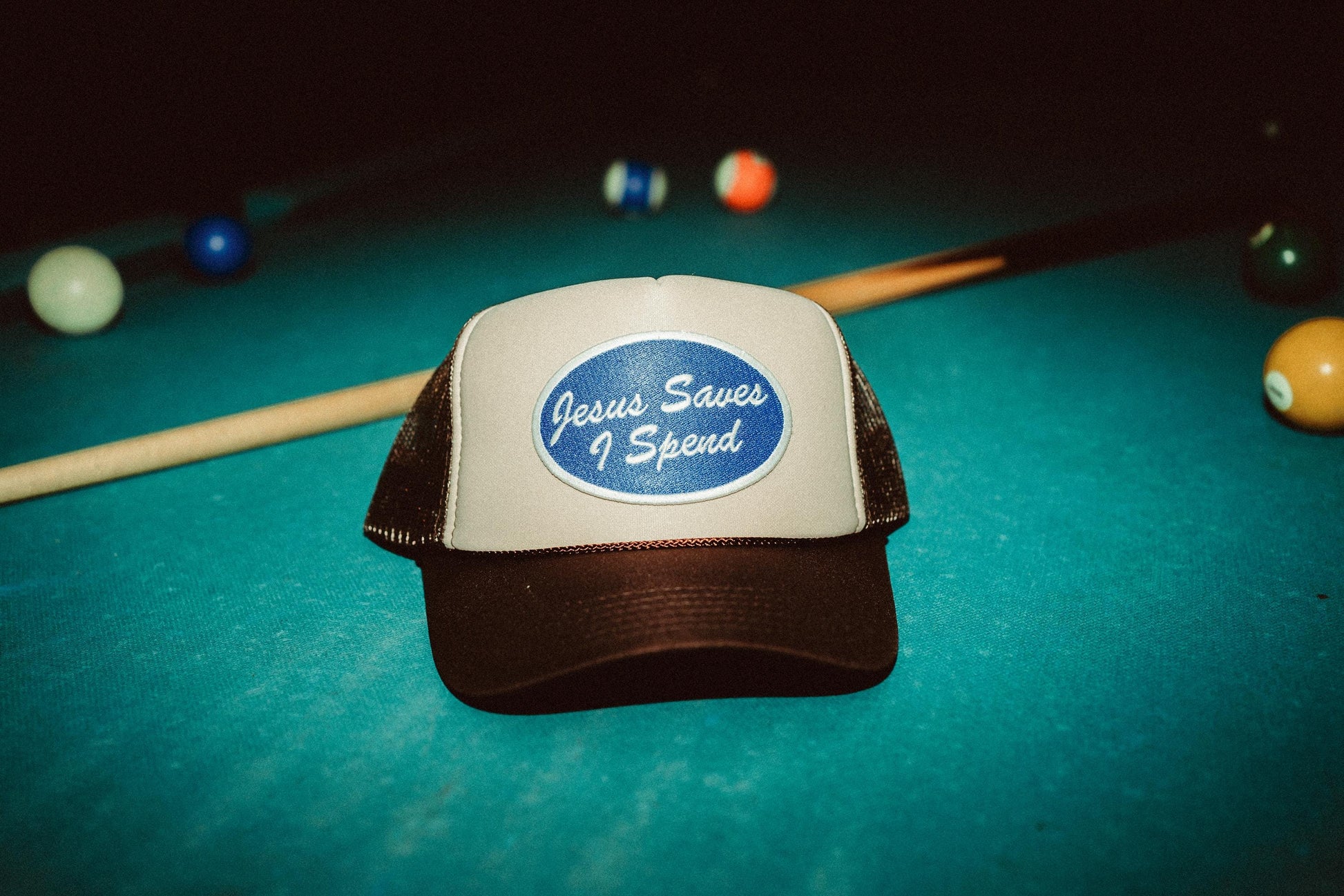 Jesus Saves I Spend Patch Trucker Hat