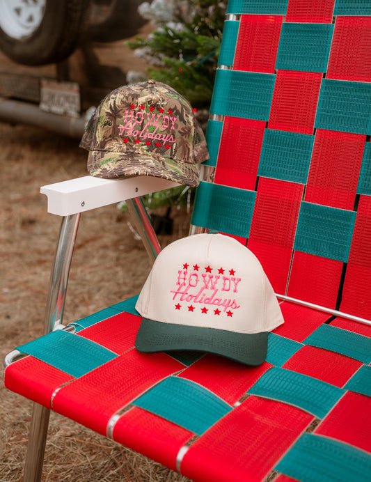 Howdy Holidays Embroidered Canvas Trucker Hat