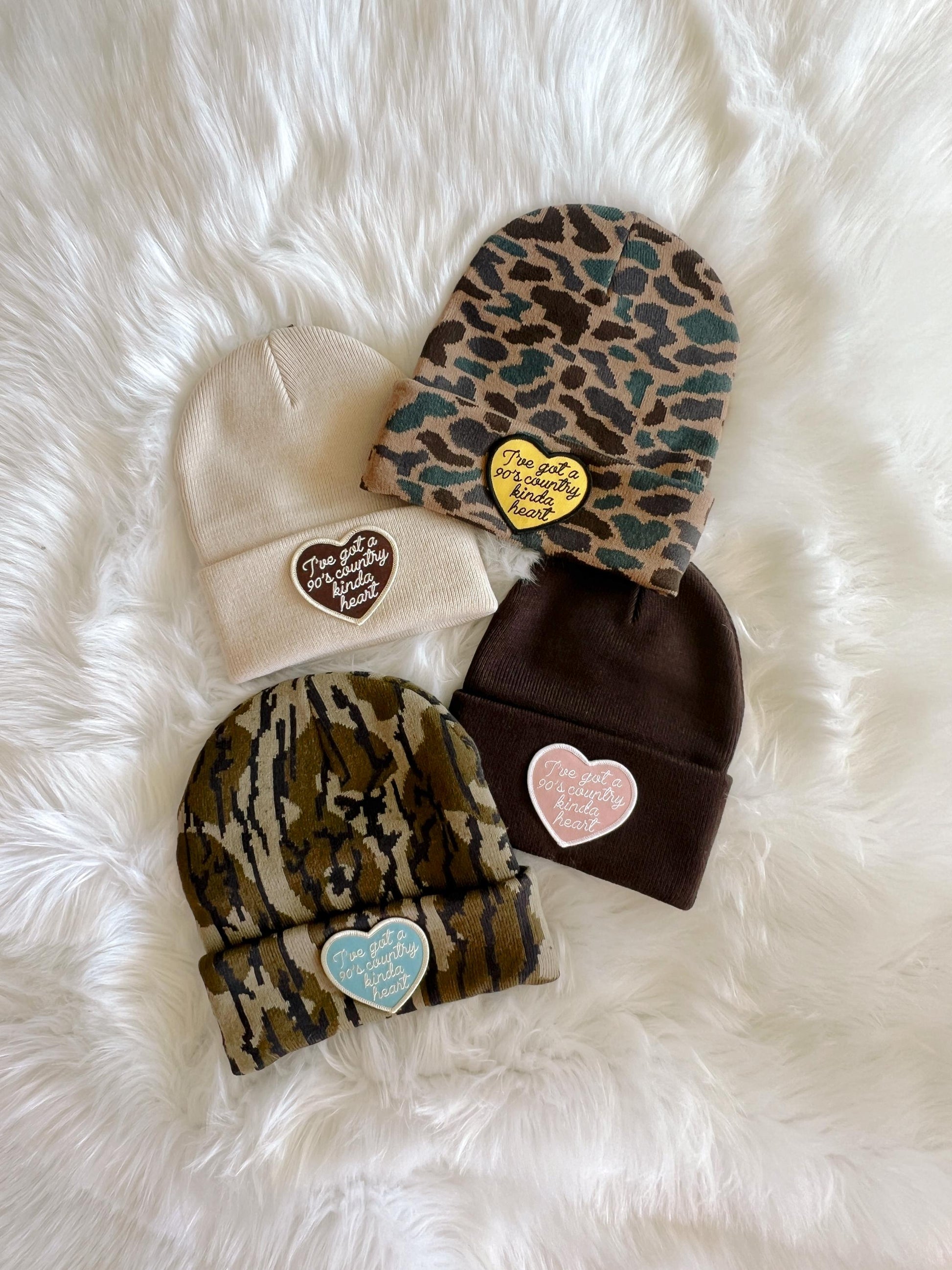 90's Country Kinda Heart Patch Beanie